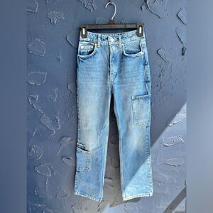 patchwork denim zara jeans worn once